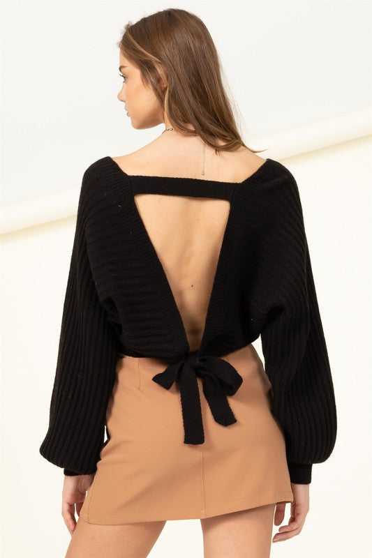 Charlie Tie-Back Cropped Sweater Top