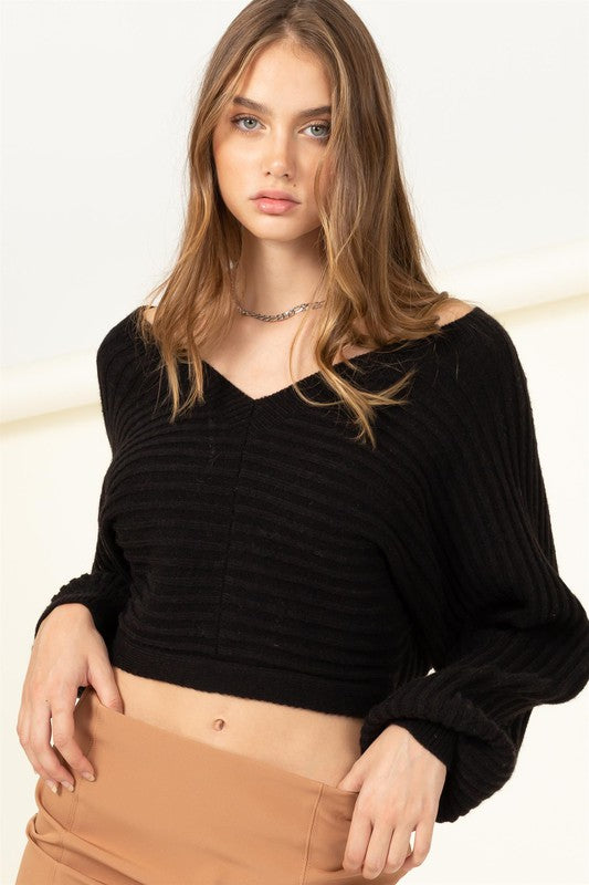 Charlie Tie-Back Cropped Sweater Top