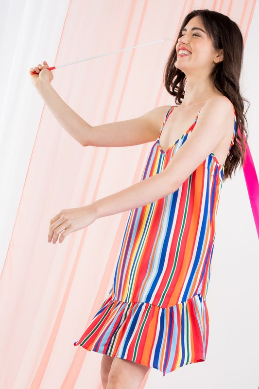 Have Your Fun Multicolored Striped Dress