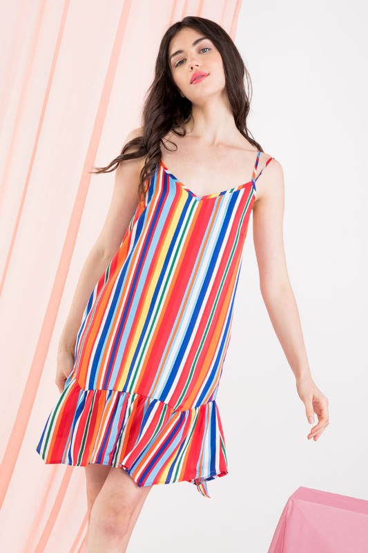Have Your Fun Multicolored Striped Dress