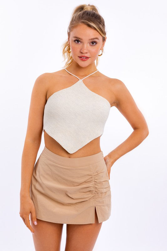 Hallie Halter Crochet Knit Top