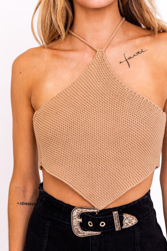 Hallie Halter Crochet Knit Top