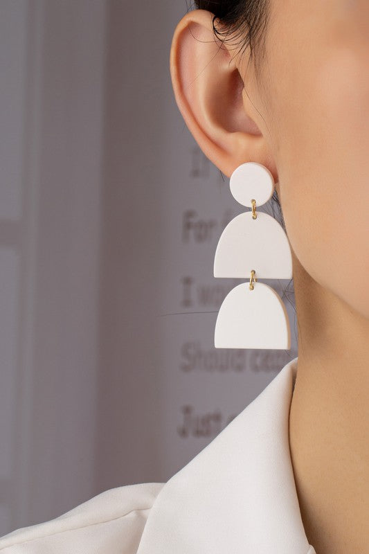 Tri-Level Geo-Shape Drop Earrings