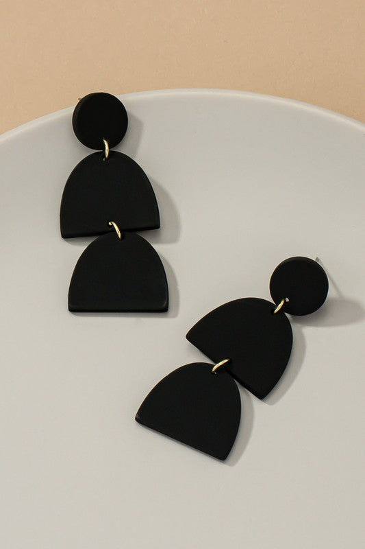 Tri-Level Geo-Shape Drop Earrings