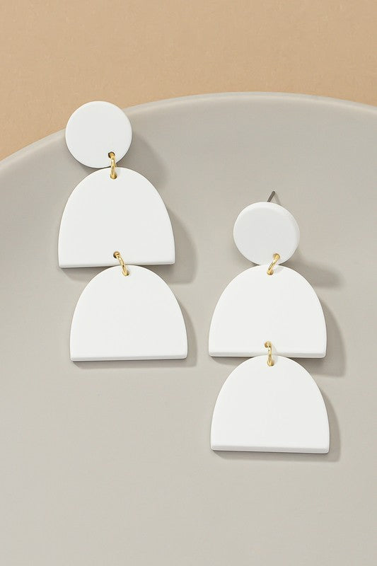 Tri-Level Geo-Shape Drop Earrings