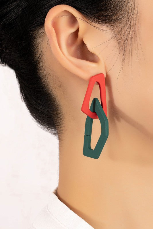 Organic Shape Chunky Link Earrings