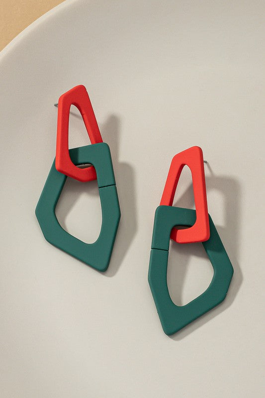 Organic Shape Chunky Link Earrings