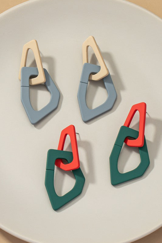 Organic Shape Chunky Link Earrings