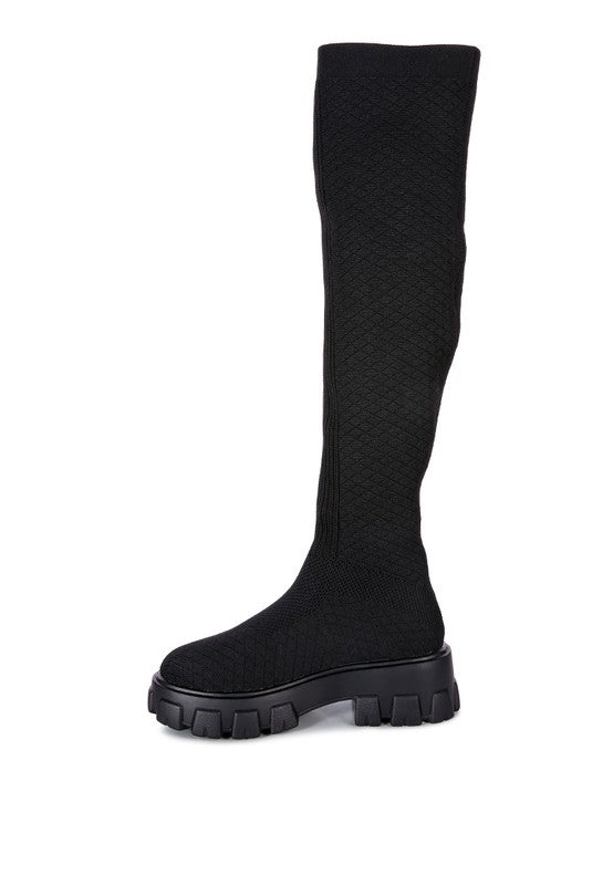 Loro Stretch Knit Knee High Boots