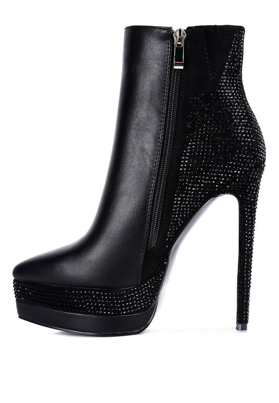 Encanto Diamante Platform Slim Heel Ankle Boot