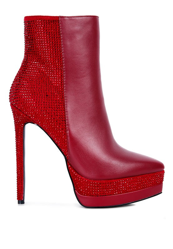 Encanto Diamante Platform Slim Heel Ankle Boot