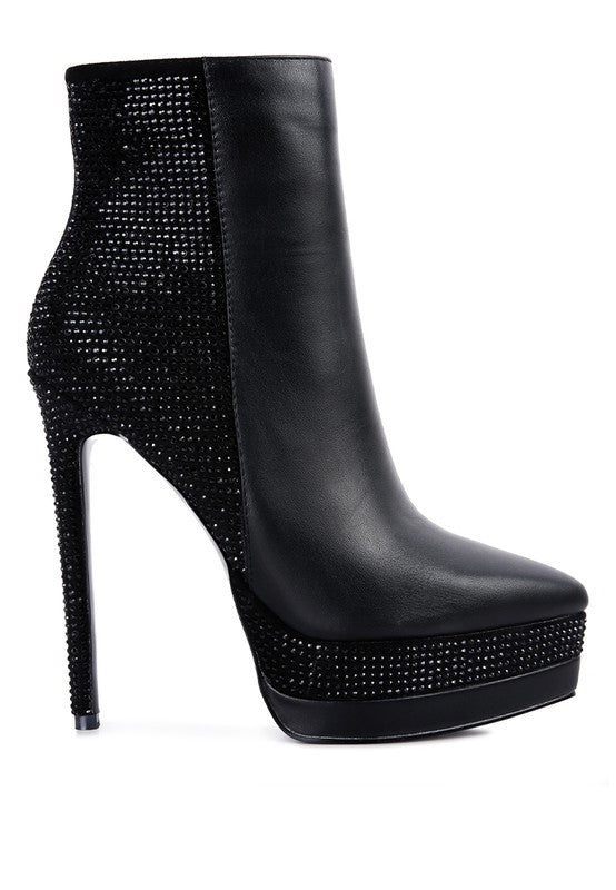 Encanto Diamante Platform Slim Heel Ankle Boot