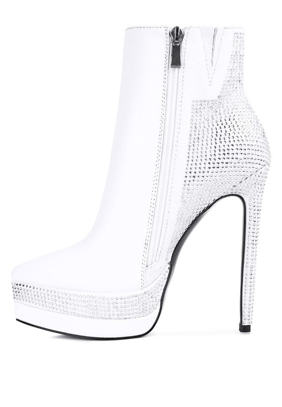 Encanto Diamante Platform Slim Heel Ankle Boot