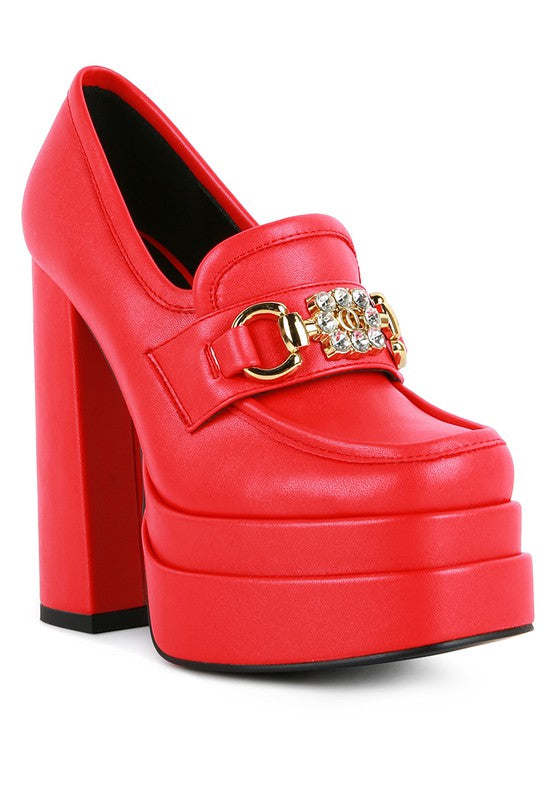 Bratty Girl High Block Heeled Jewel Loafers