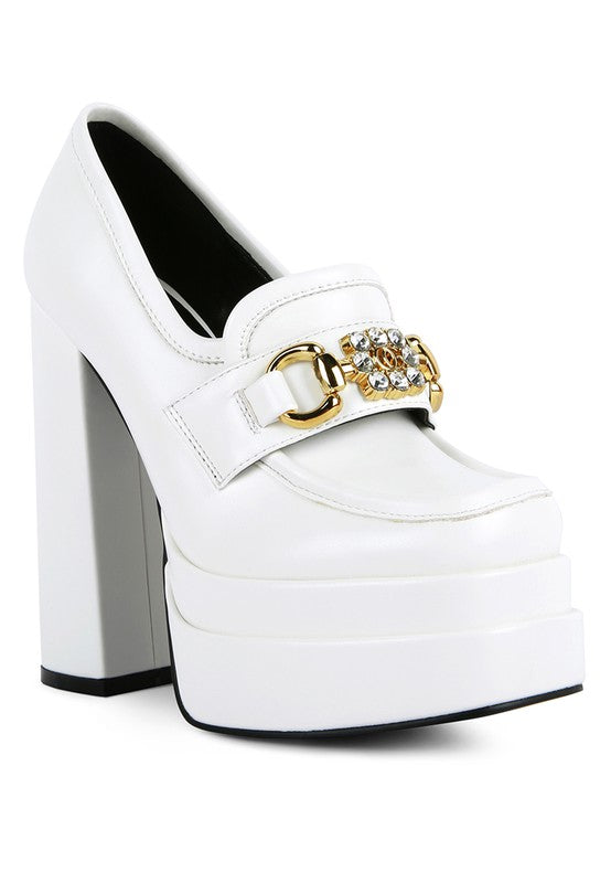 Bratty Girl High Block Heeled Jewel Loafers