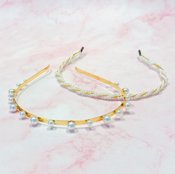 Delicate Pearl Headband Set