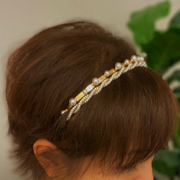 Delicate Pearl Headband Set