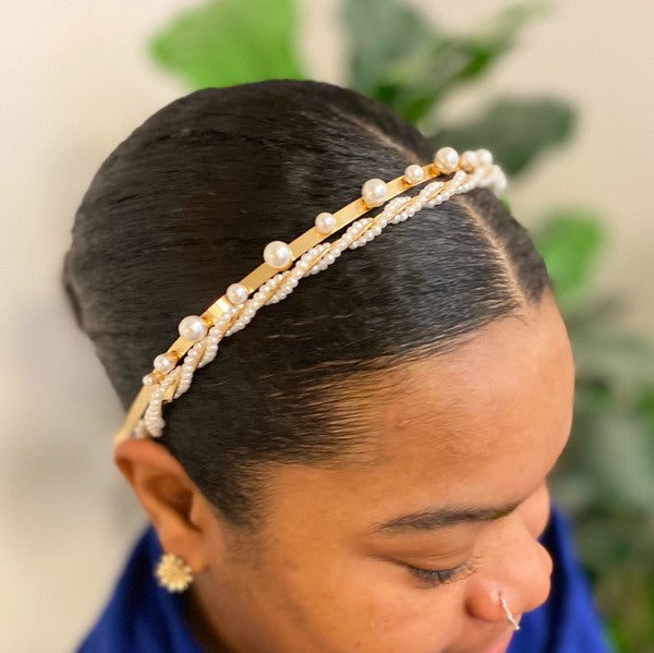 Delicate Pearl Headband Set