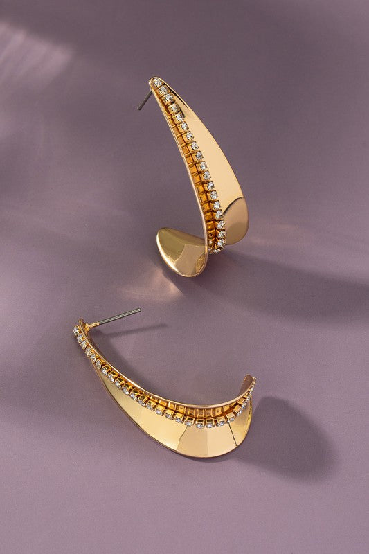 Saddle Hoop Earrings with Rhinestones