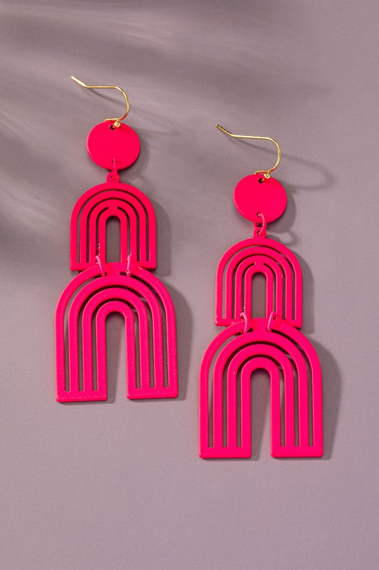 Cutout Metal Arch Drop Earrings