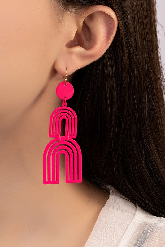 Cutout Metal Arch Drop Earrings