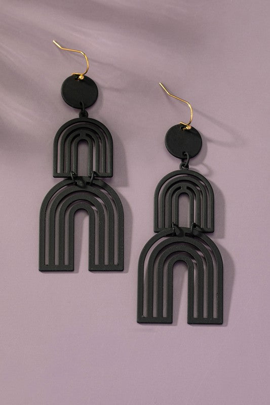 Cutout Metal Arch Drop Earrings