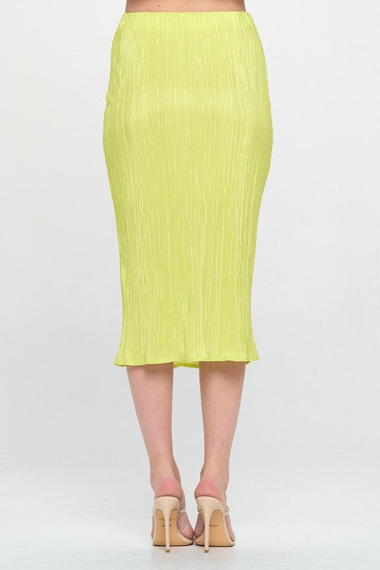 Theresa Plisse Midi Skirt Green