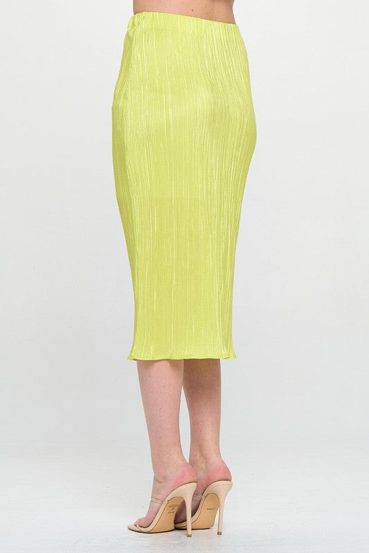 Theresa Plisse Midi Skirt Green