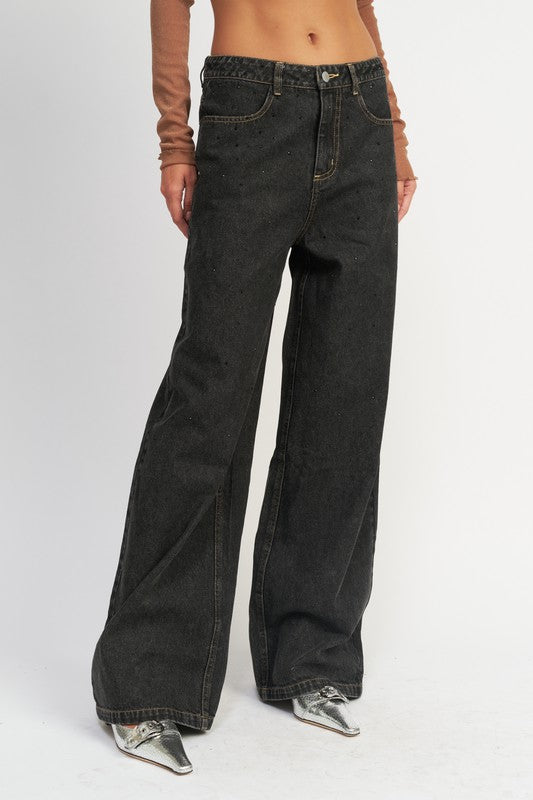 Keep It Low Wide Leg Boyfriend Black Denim