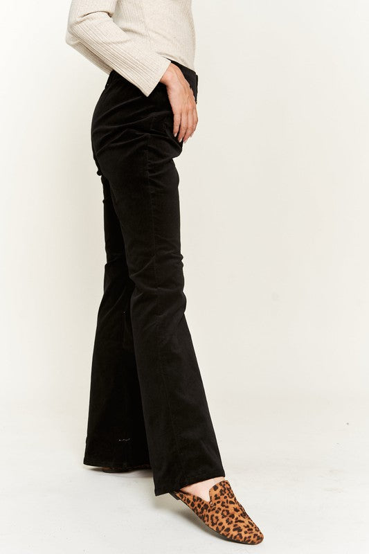 Kiely Black Corduroy Flare Pants