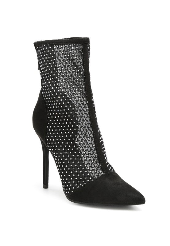 Alina Rhinestone Mesh Stiletto Boots