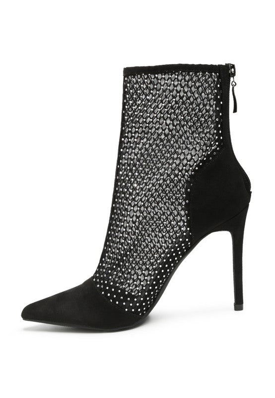 Alina Rhinestone Mesh Stiletto Boots