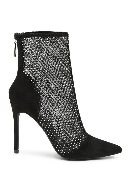 Alina Rhinestone Mesh Stiletto Boots