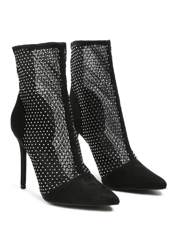 Alina Rhinestone Mesh Stiletto Boots