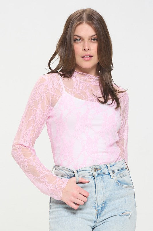 Laila Floral Print Lace Top Plus