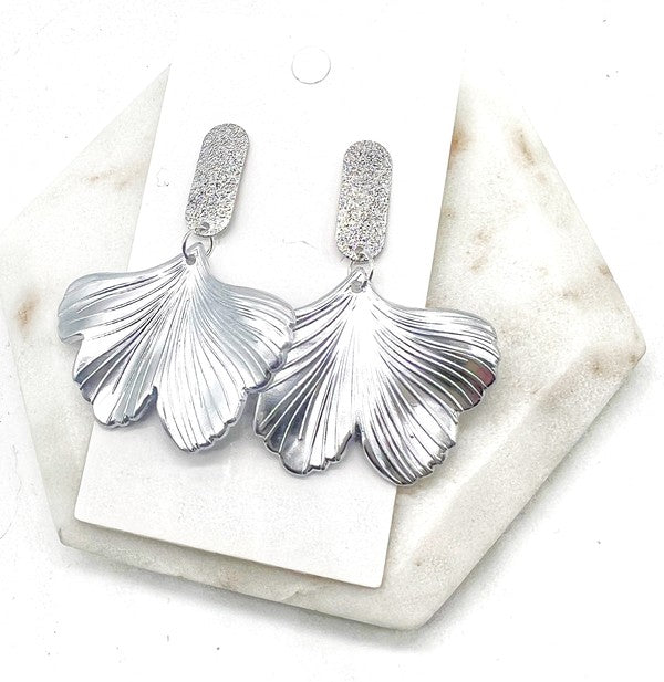 Silver Ginkgo Leaf Earrings