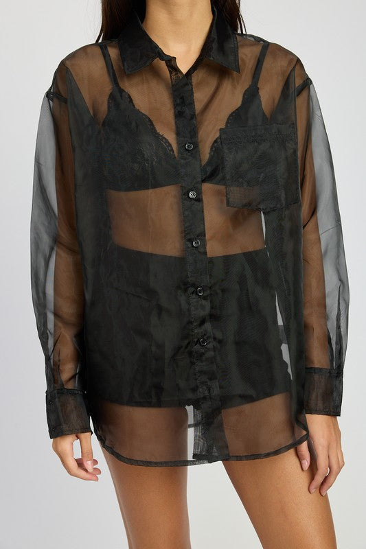 See Thru Me Oversized Organza Shirt