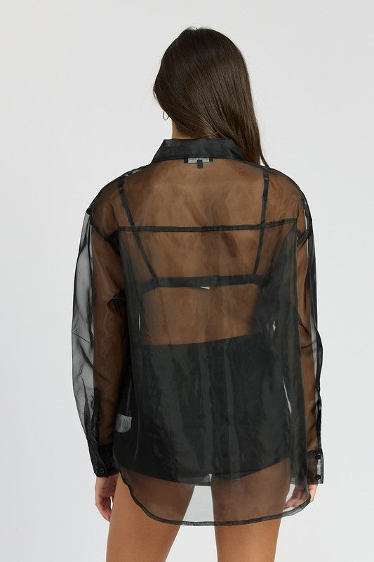 See Thru Me Oversized Organza Shirt