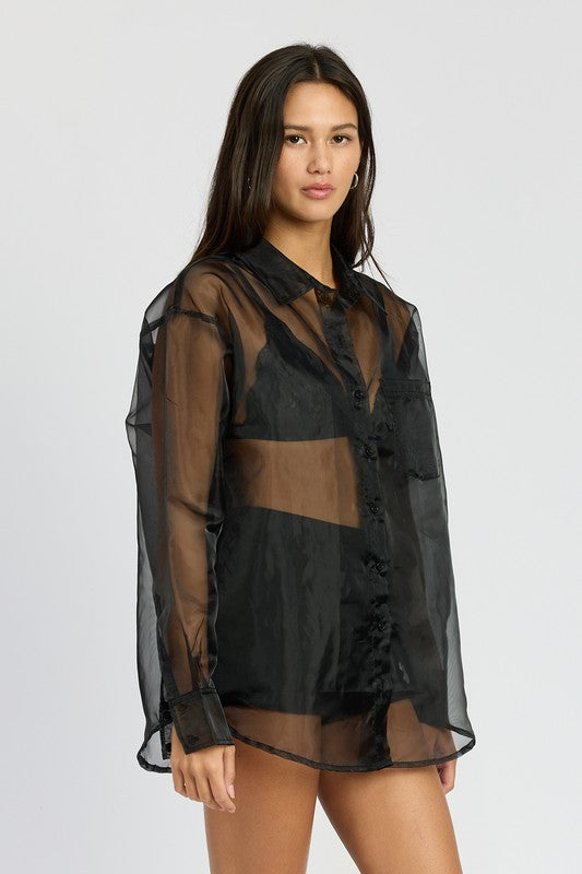 See Thru Me Oversized Organza Shirt