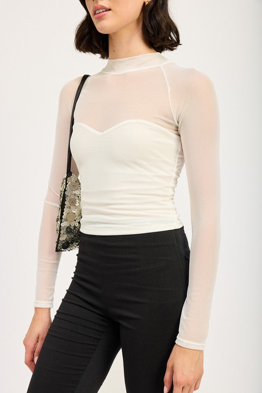 Tasia Contrast Sheer Top