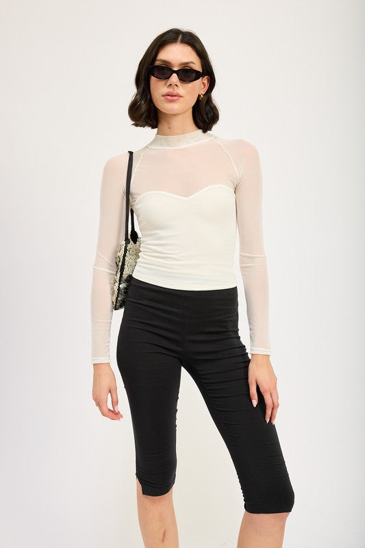 Tasia Contrast Sheer Top