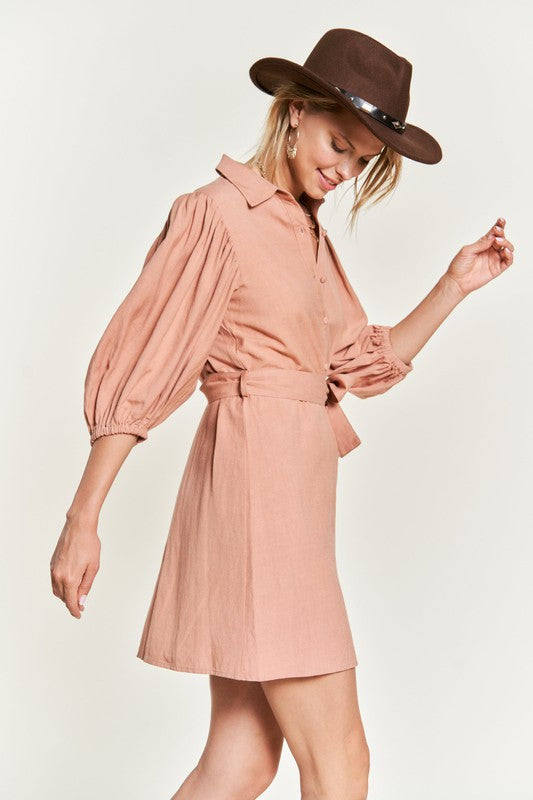 Elaine Puff Sleeve Button Down Dress Plus