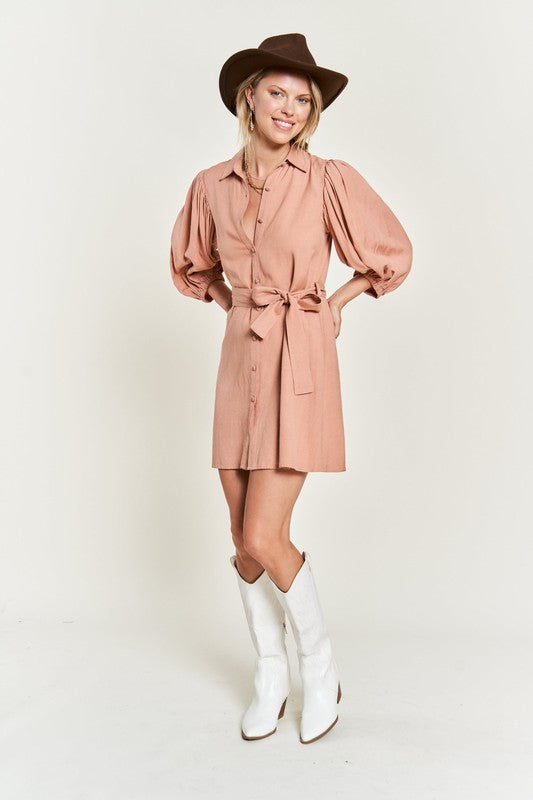 Elaine Puff Sleeve Button Down Dress Plus