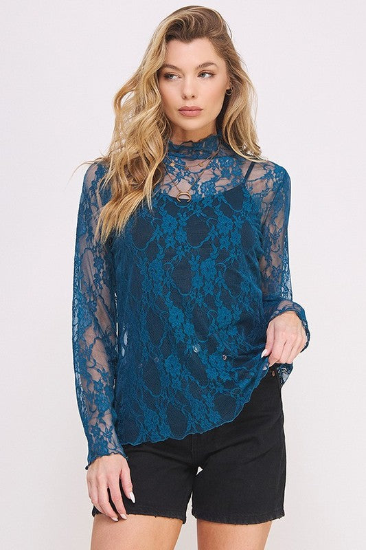 Laila Floral Print Lace Top Plus