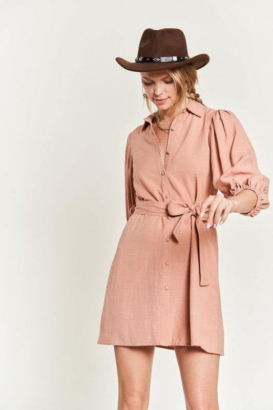 Elaine Puff Sleeve Button Down Dress Plus