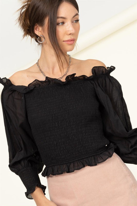 Sarai Smocked Off-the-Shoulder Top