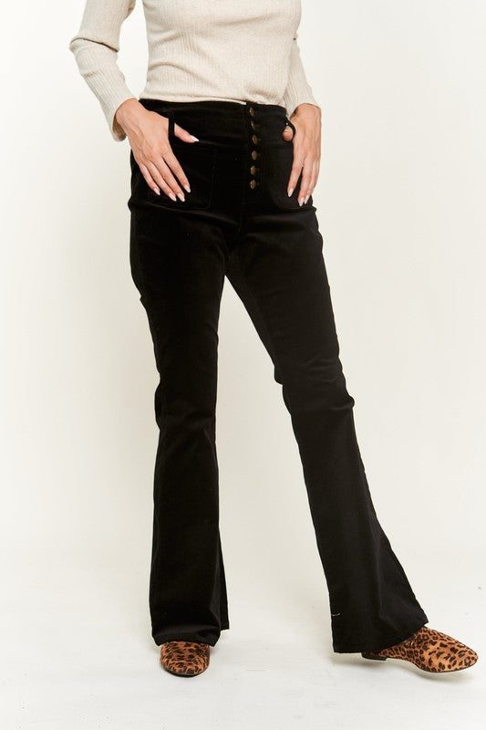 Kiely Black Corduroy Flare Pants