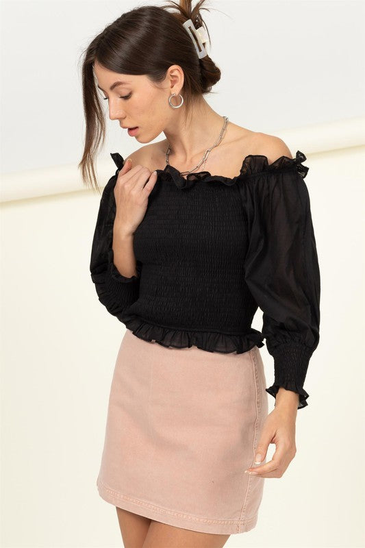 Sarai Smocked Off-the-Shoulder Top