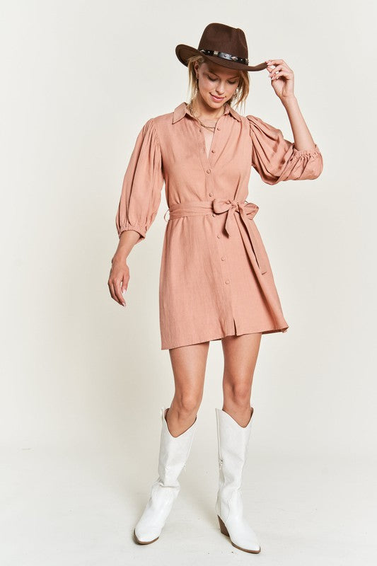 Elaine Puff Sleeve Button Down Dress Plus