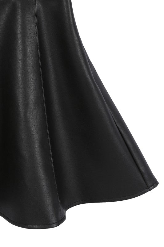 Tessa Faux Leather Bustier Skater Dress